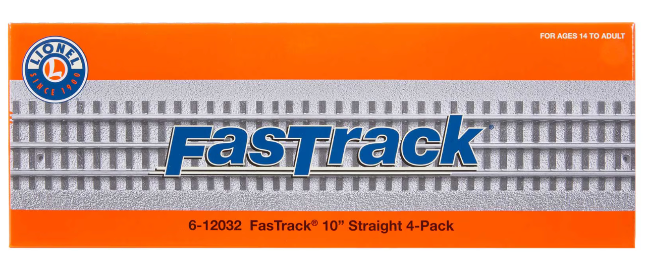 Lionel Fastrack 10" Straight 4 Pack 6-12032